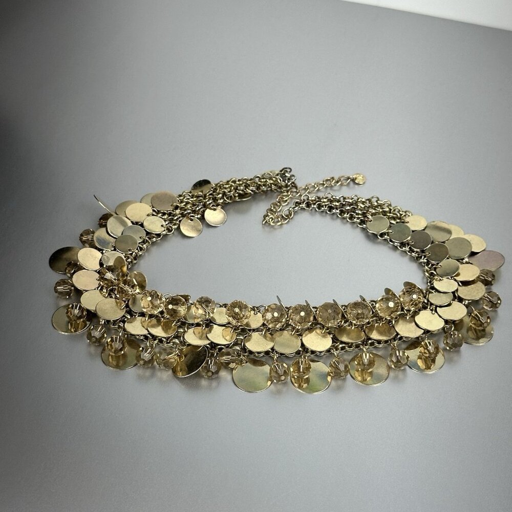 Charming Charlie Statement Necklace Bib Goldtone - Picture 14 of 16